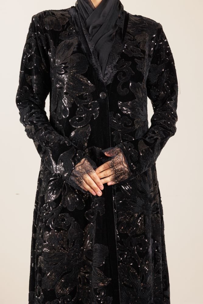 BLACK EMBROIDERY ABAYA
