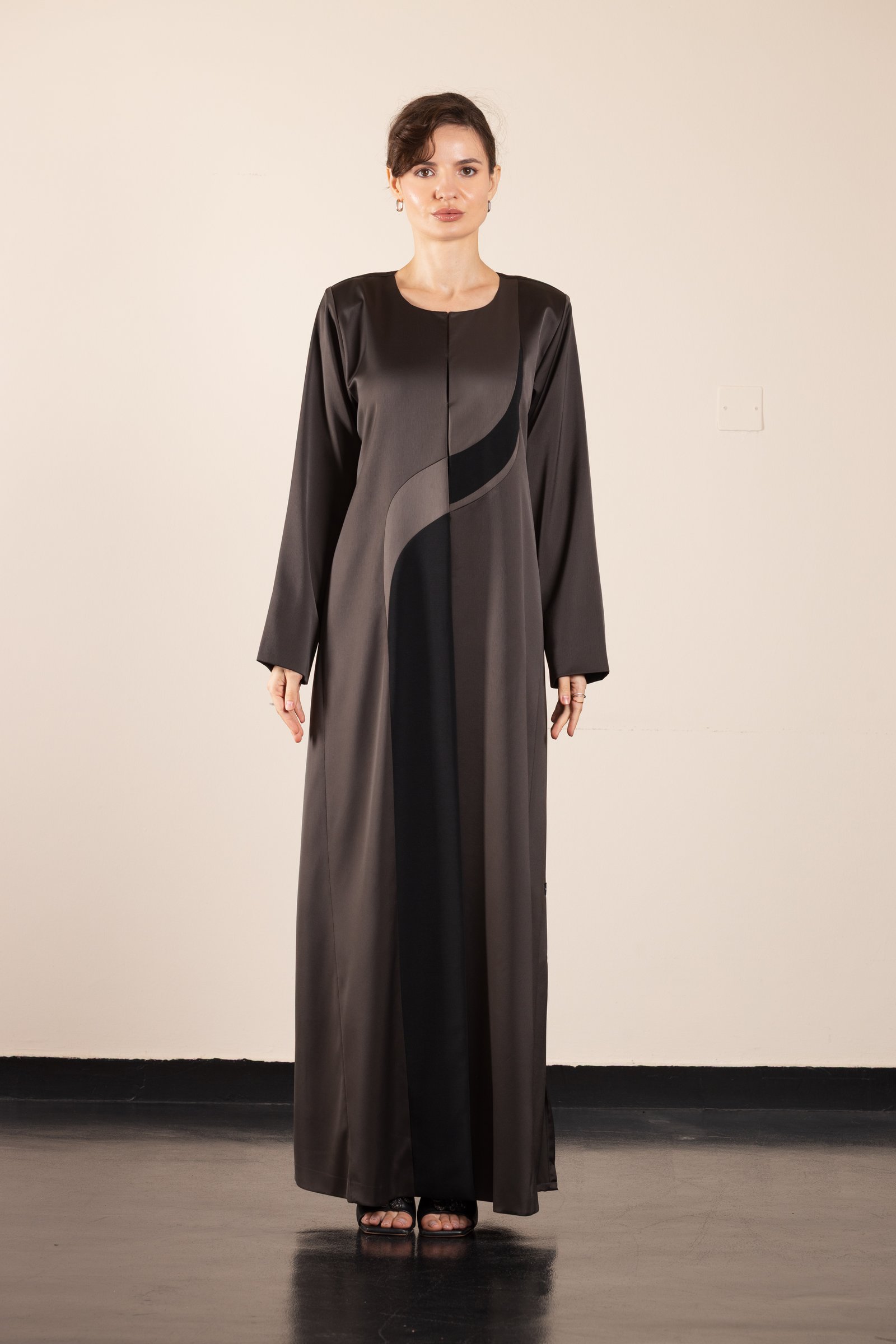 olive green abaya satin